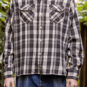 Wythe Washed Flannel Workshirt - Night Pitch - Front View on Model