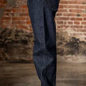TCB Jeans Baggy 50's Jeans - 13.5oz Denim One Wash. on model side profile
