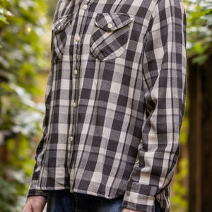 Wythe Washed Flannel Workshirt - Night Pitch - Three quarter View on Model