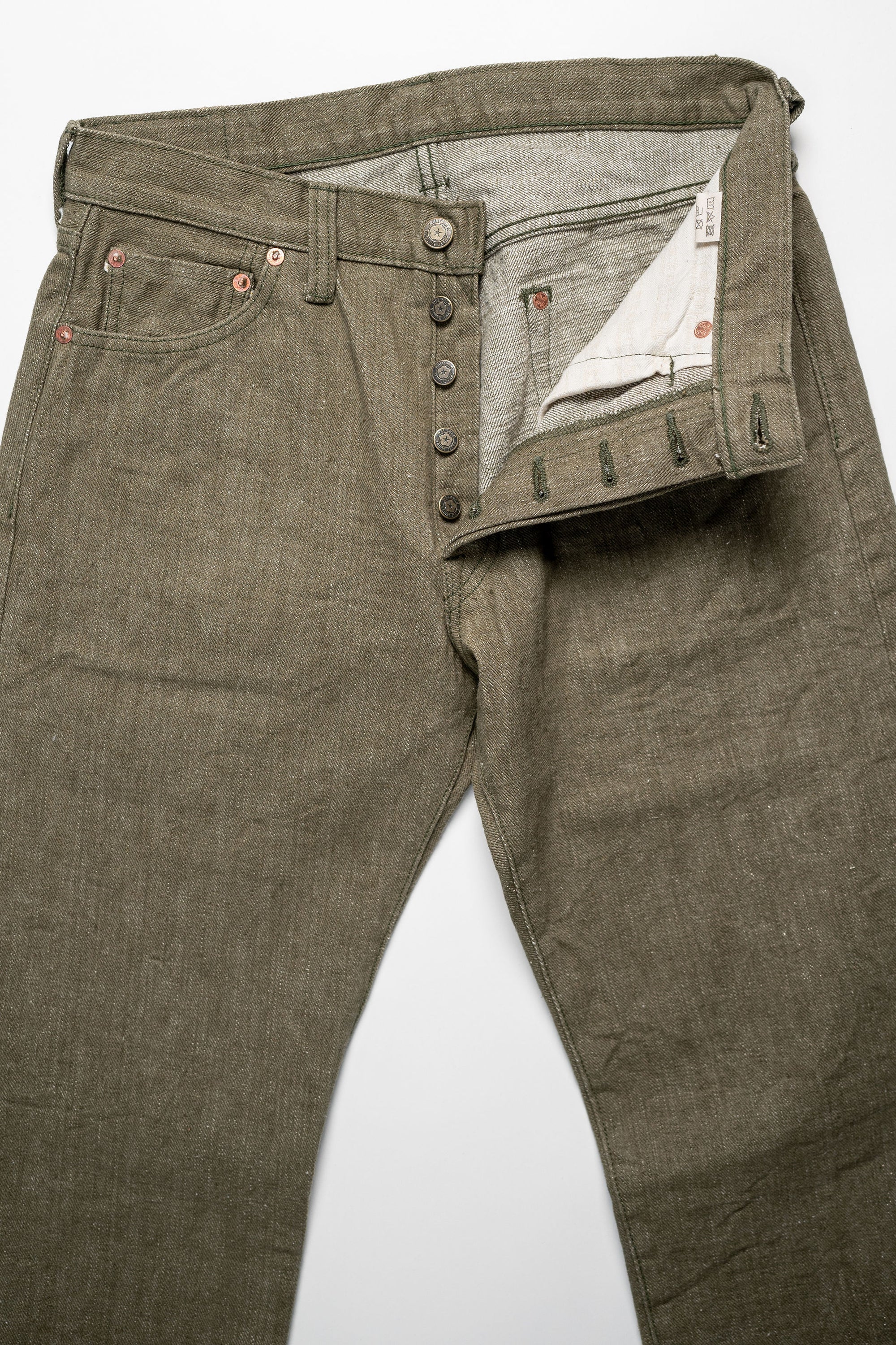 Samurai S0170GNX 17oz Uguisu Denim - Straight Tapered - flat lay back