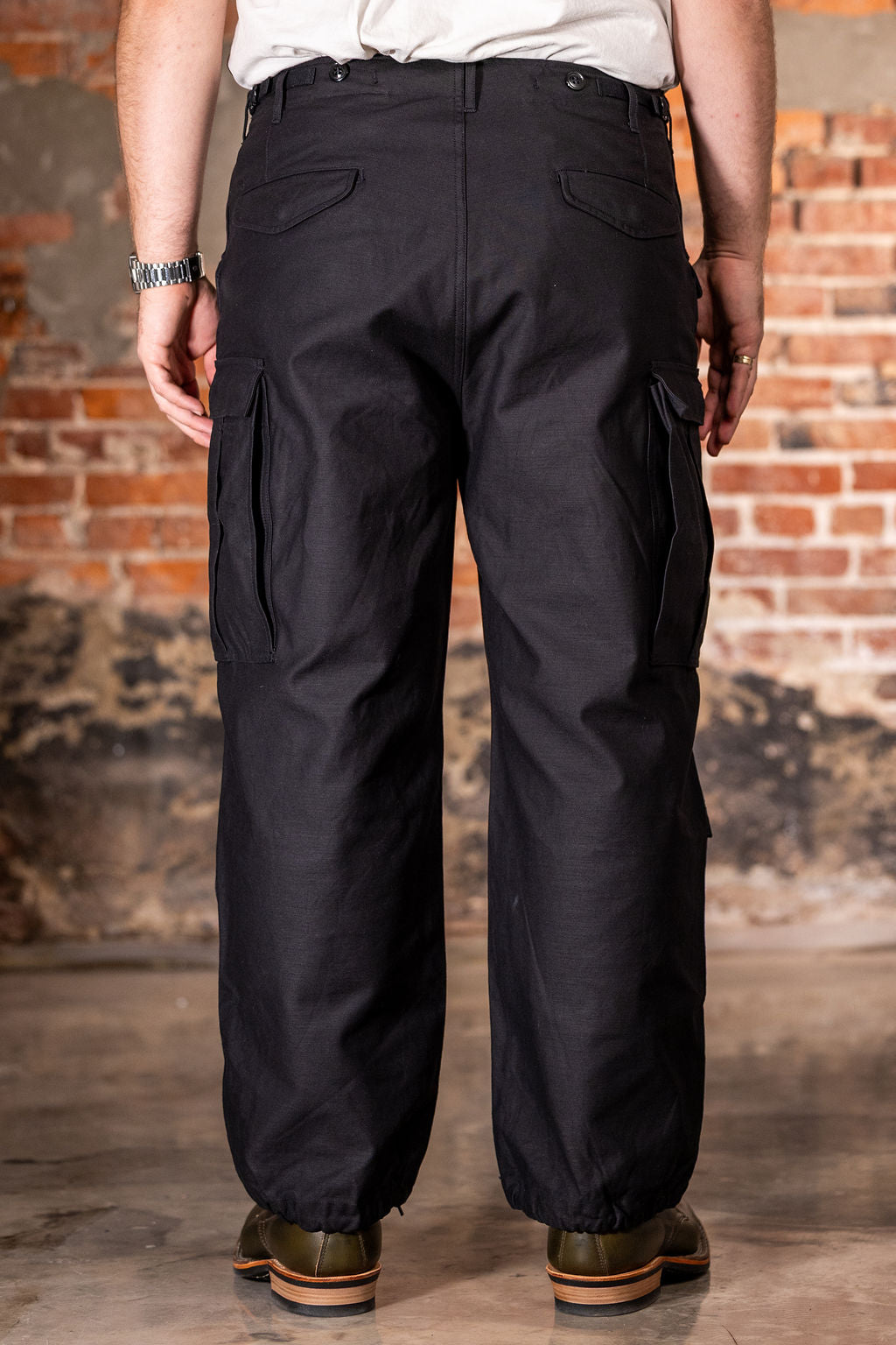 Buzz Rickson's BR42592 William Gibson Black M-51 Trousers - On model, facing rear