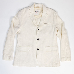 Hansen Garments Charlie Three Button Blazer - Off White Gauze - product shot - front facing - white backdrop