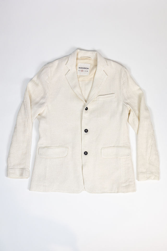 Hansen Garments Charlie Three Button Blazer - Off White Gauze - product shot - front facing - white backdrop