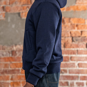 Dehen 1920 Full-Throttle Moto Hoodie - Dark Navy. on model side profile