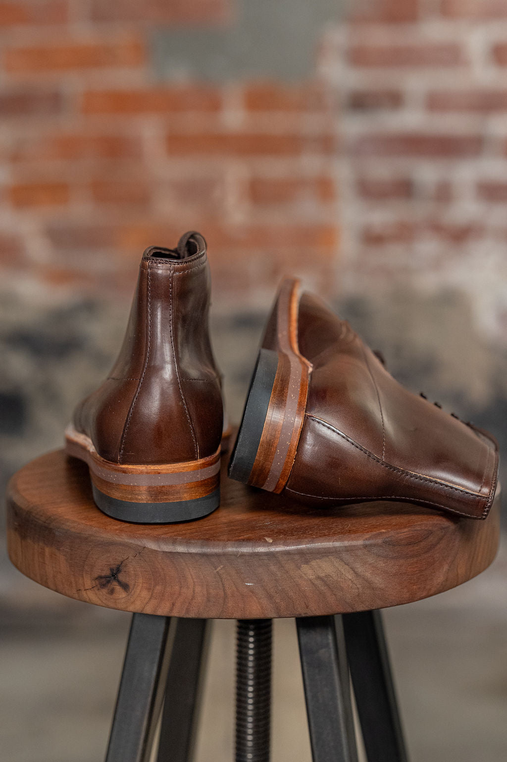 alden mocc toe boots - back view