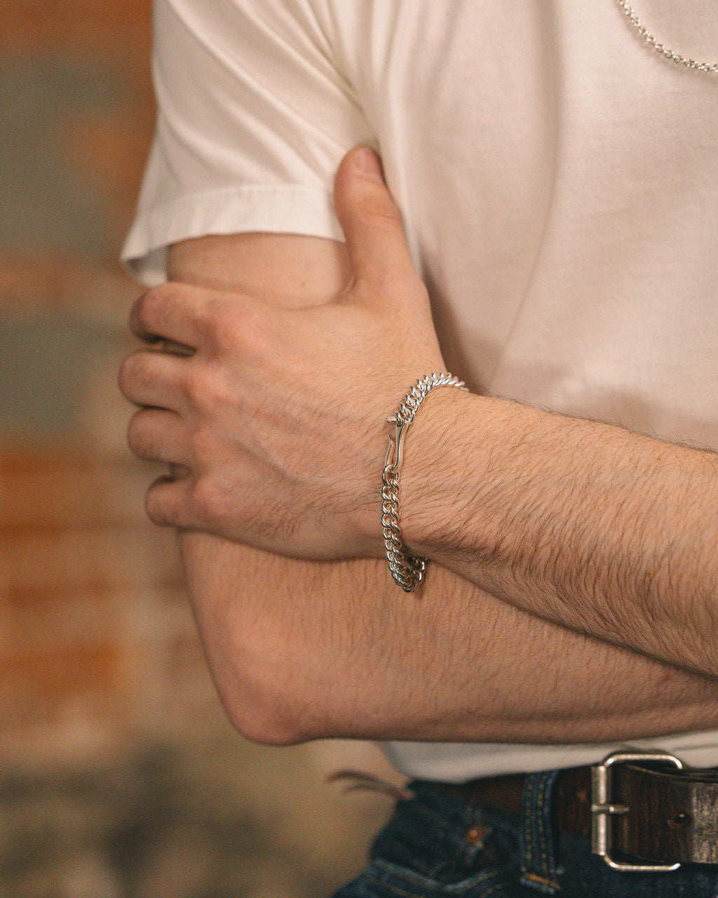O.P. Jewellery Chunky Hook Bracelet. modeled on wrist