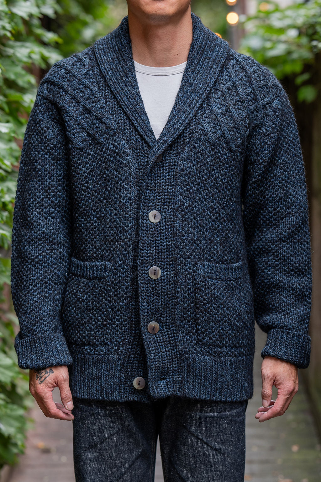 Indi + Ash Andes Cardigan - Black Alpaca / Dark Indigo