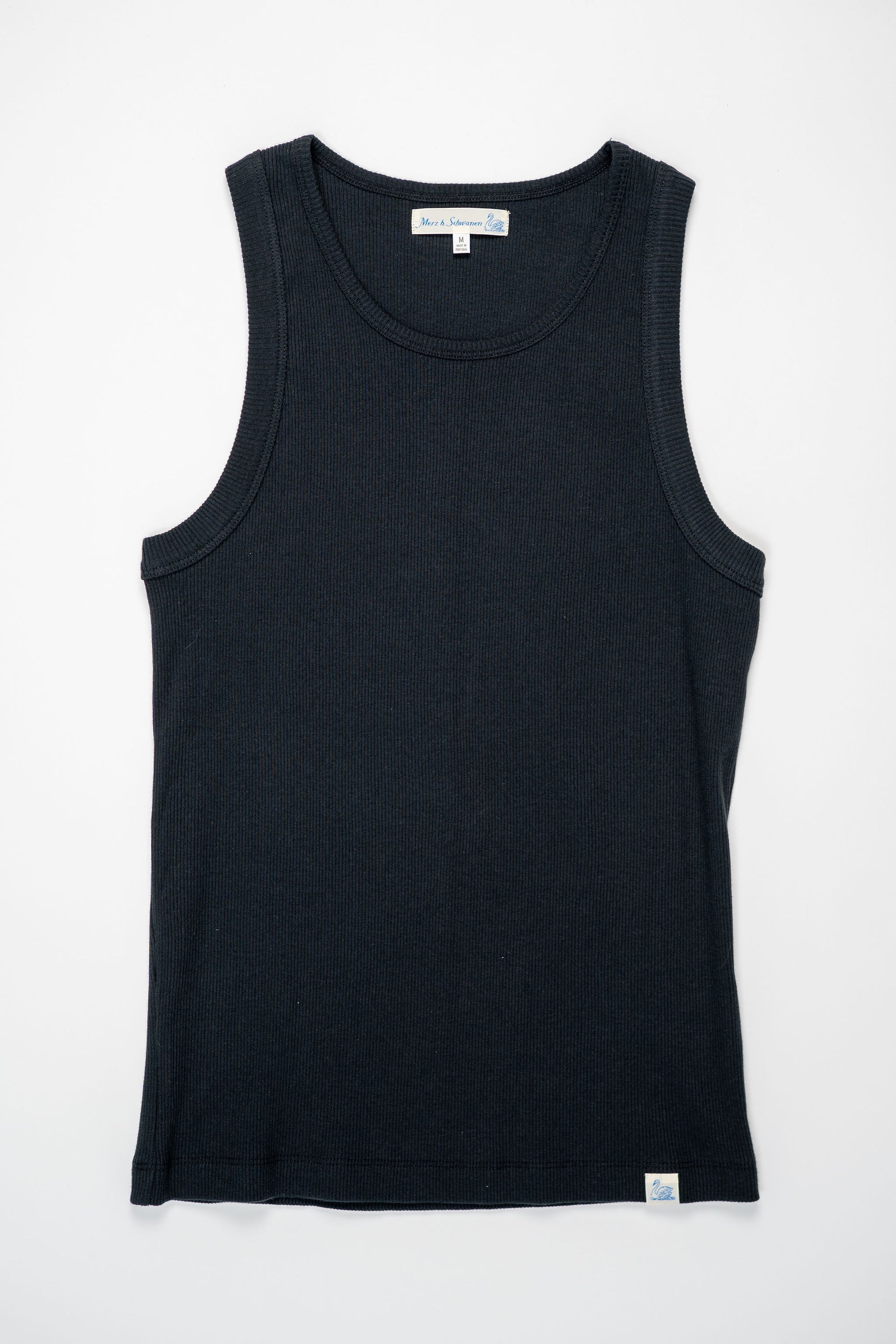 Merz b. Schwanen RIBTANK01 Good Basics 7.2oz Ribbed Tanktop - Deep Black