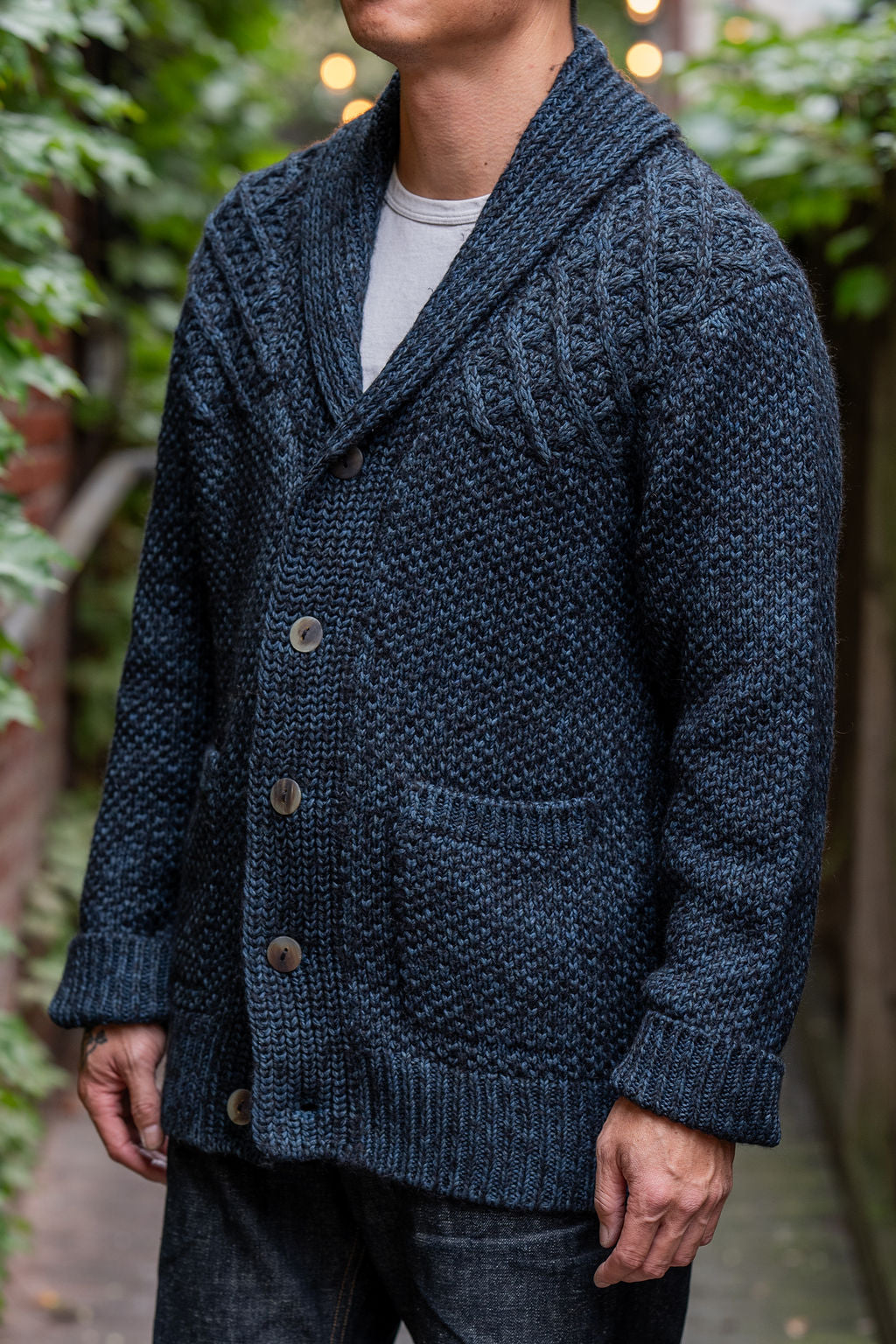 Indi + Ash Andes Cardigan - Black Alpaca / Dark Indigo
