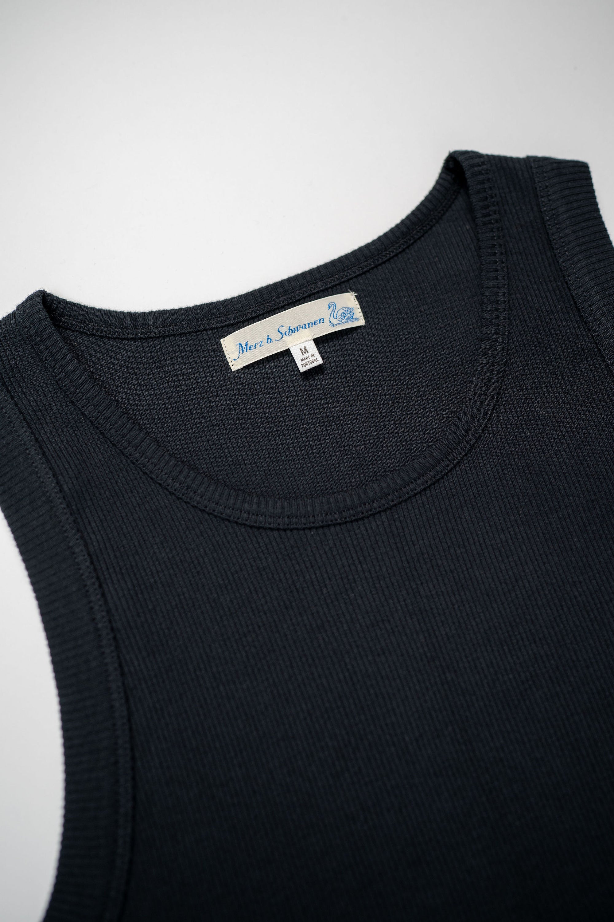 Merz b. Schwanen RIBTANK01 Good Basics 7.2oz Ribbed Tanktop - Deep Black