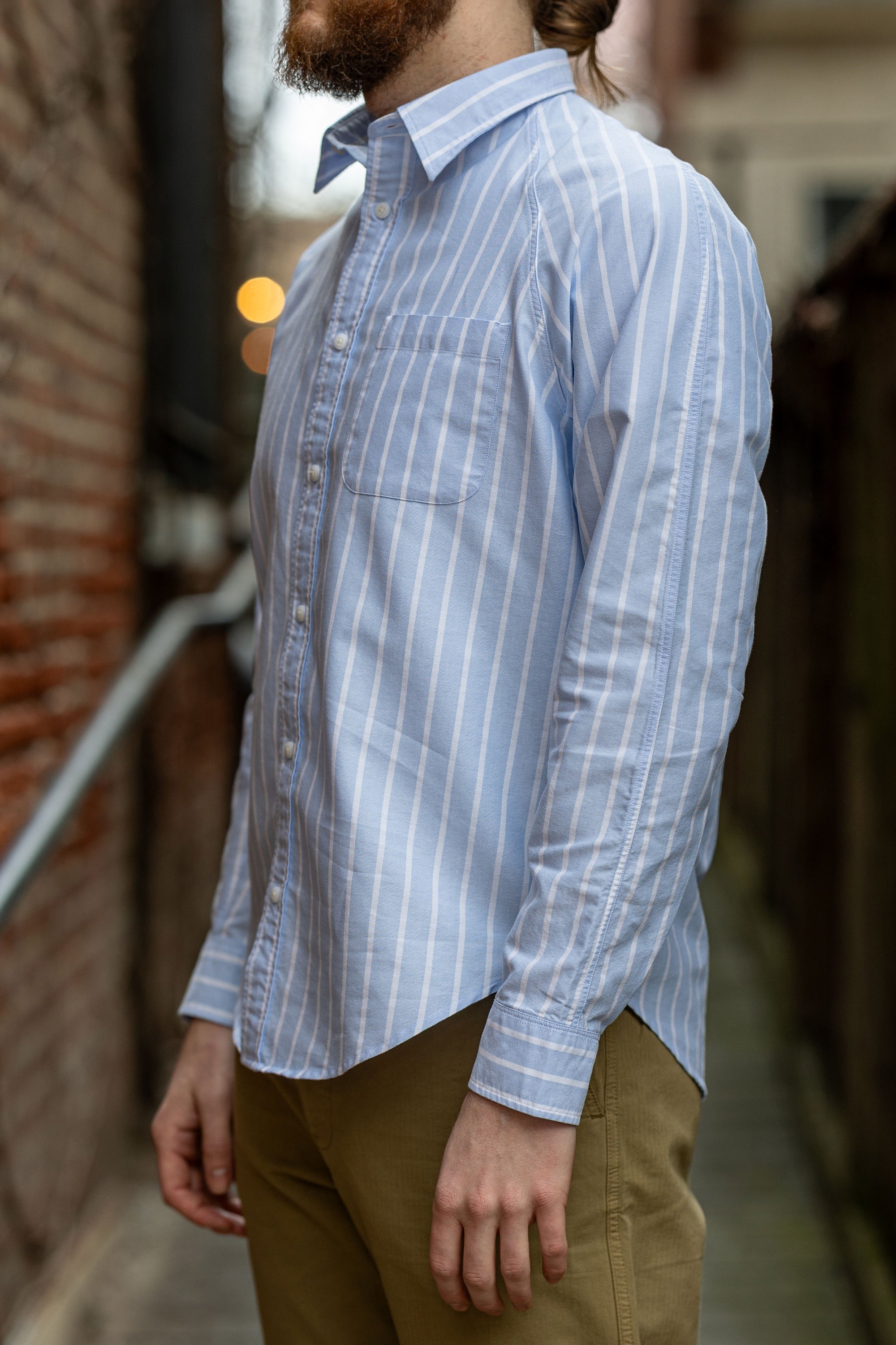 Heimat Textil Artist Shirt - Trail Blue / Seashell Reverse Stripe