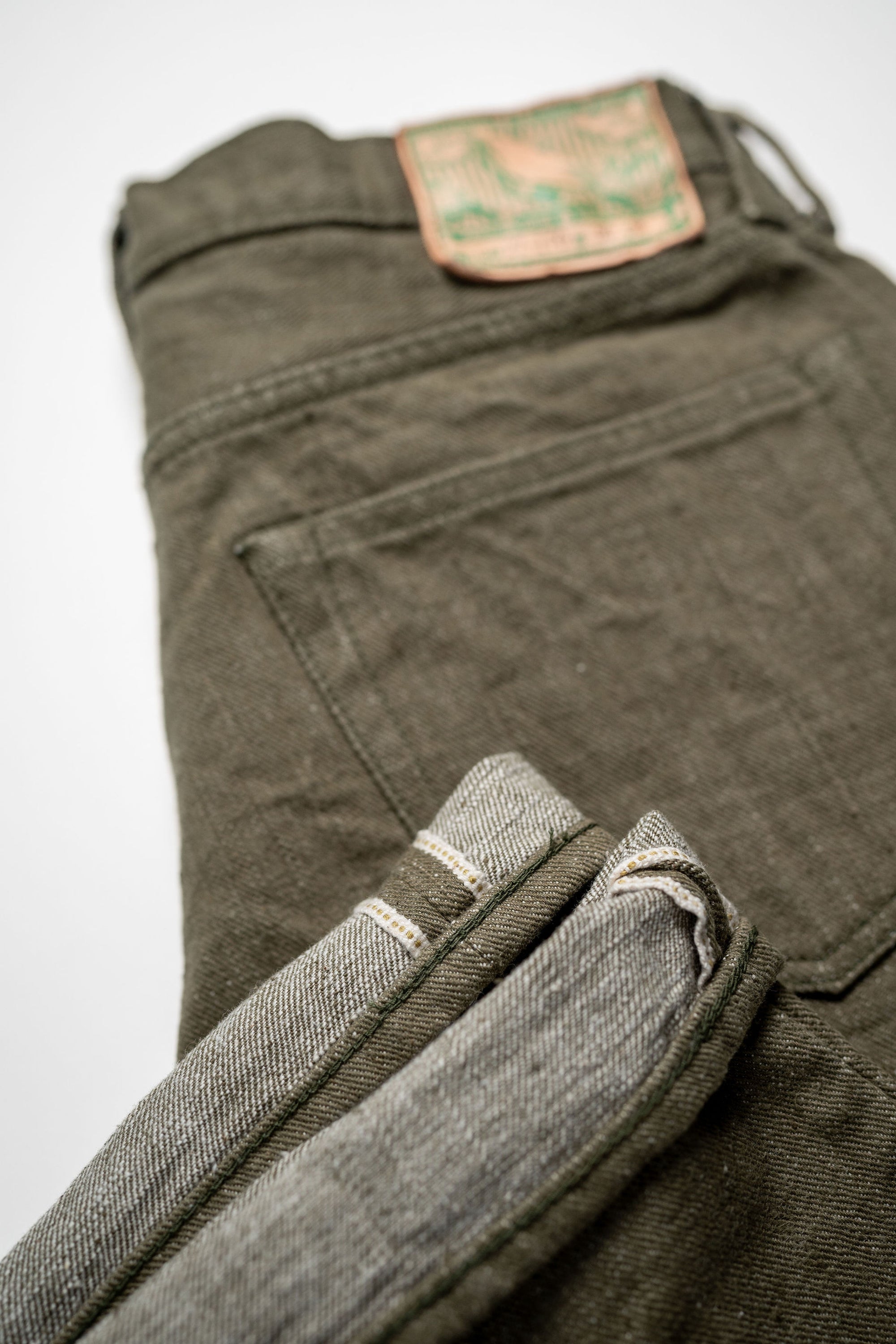 Samurai S0170GNX 17oz Uguisu Denim - Straight Tapered - cuff detail