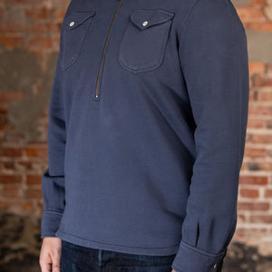 Wythe Navy Quarterzip - Three Quarter Shot on Model