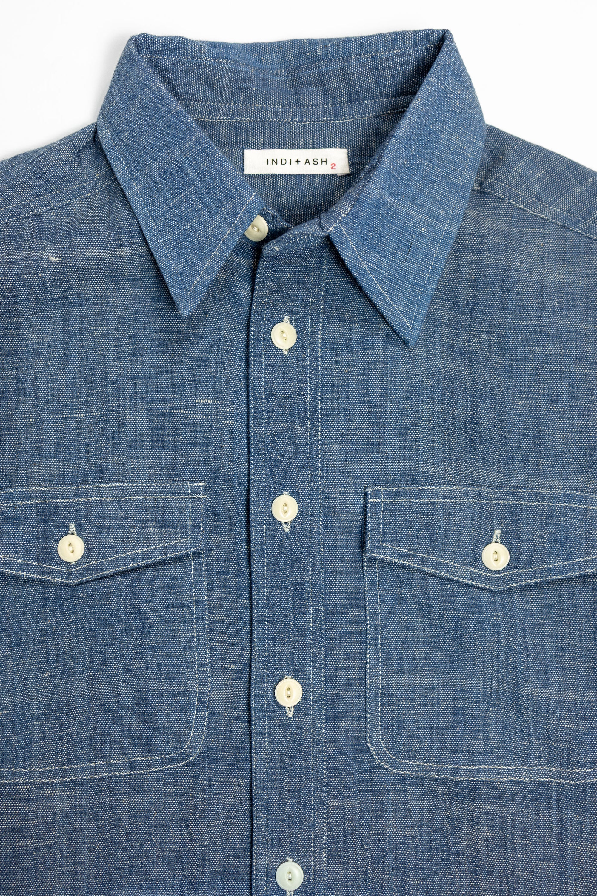 Indi + Ash L/S Smith Workshirt - Indigo/Natural