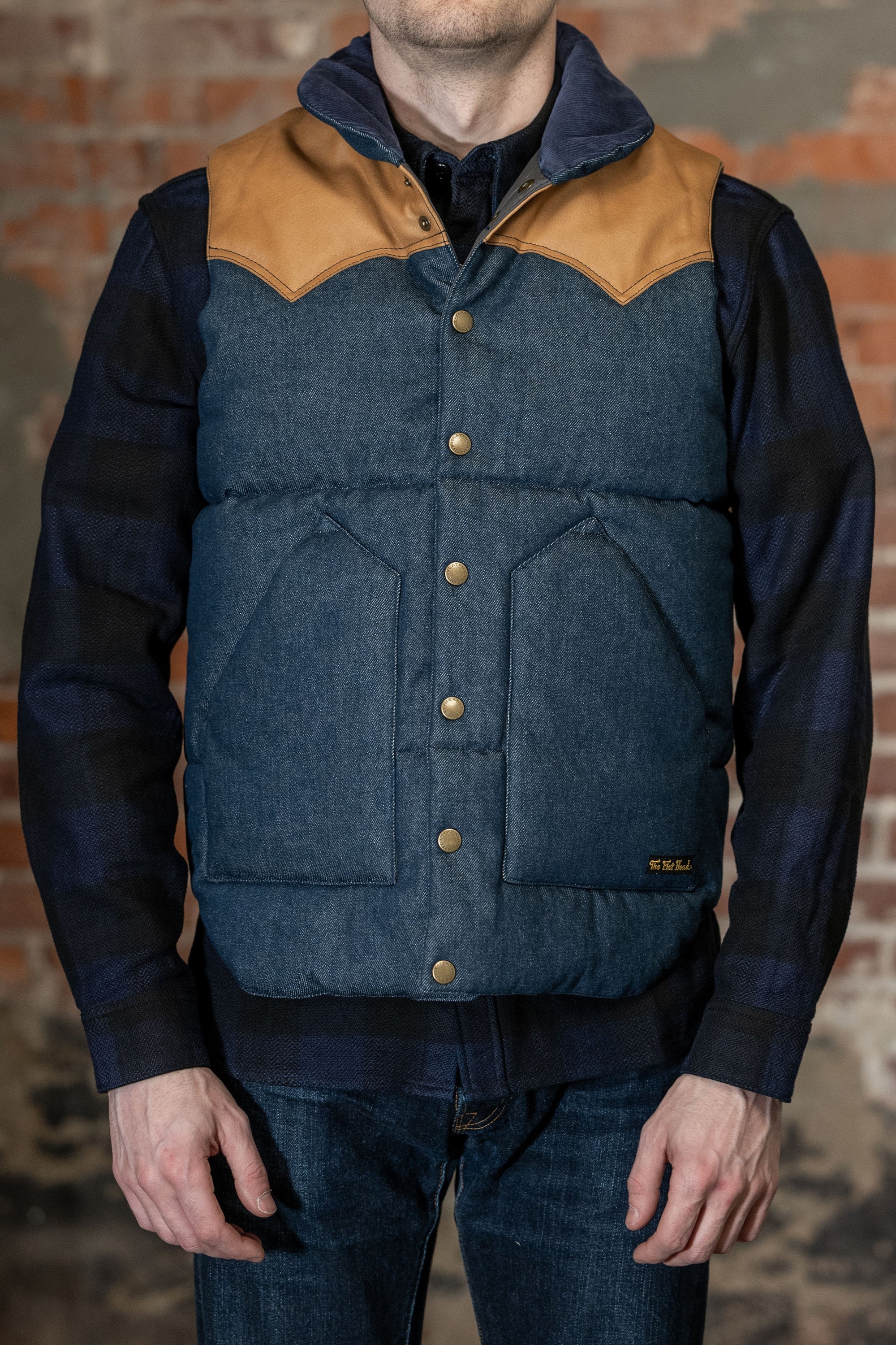 The Flat Head FN-OJ-DPV001 12.5oz Denim Puffer Vest
