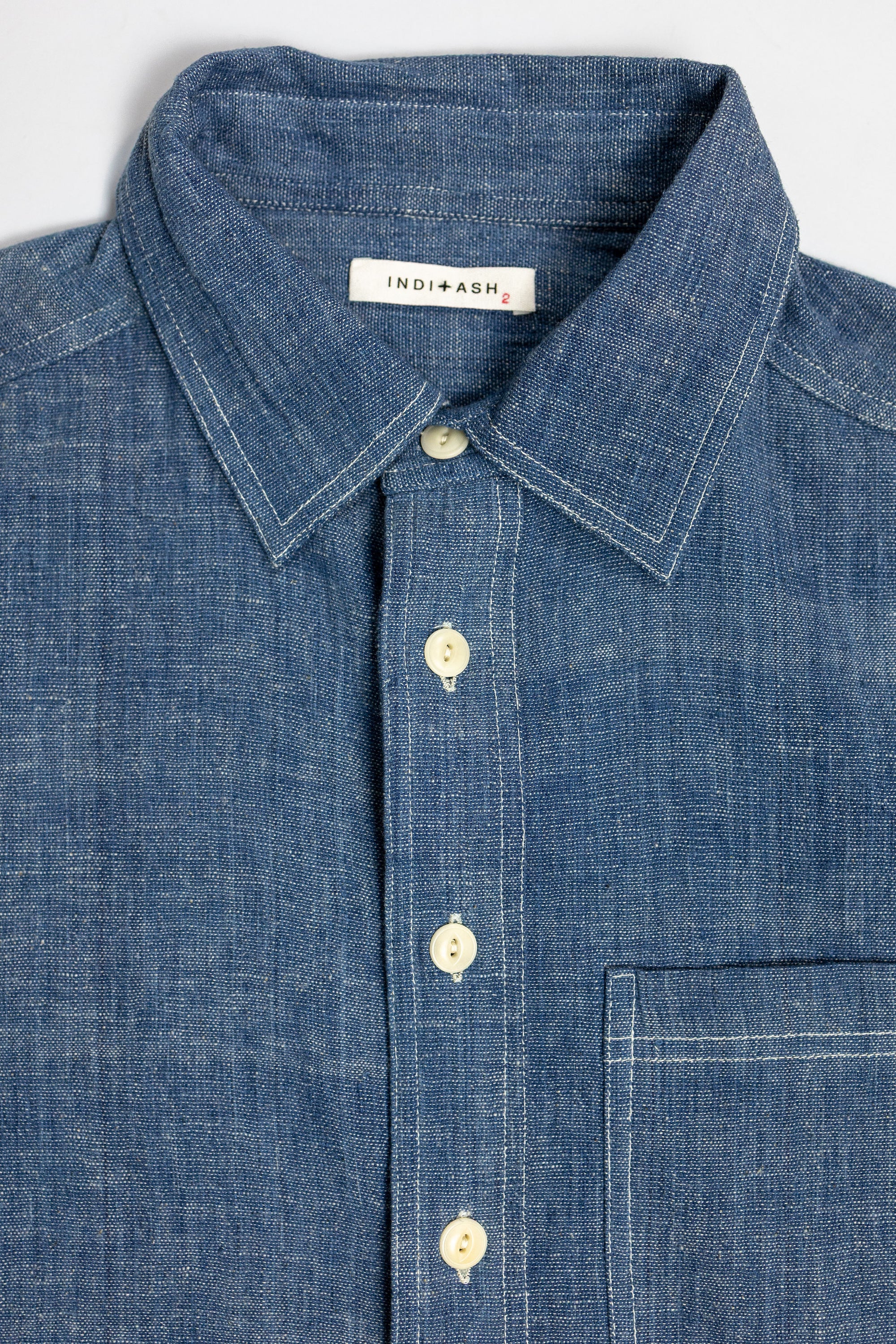 Indi + Ash S/S Marc Shirt - Indigo/Natural