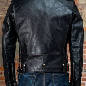 Double Helix - Innovator with Fur Collar Black Teacore Horsehide - Model Back