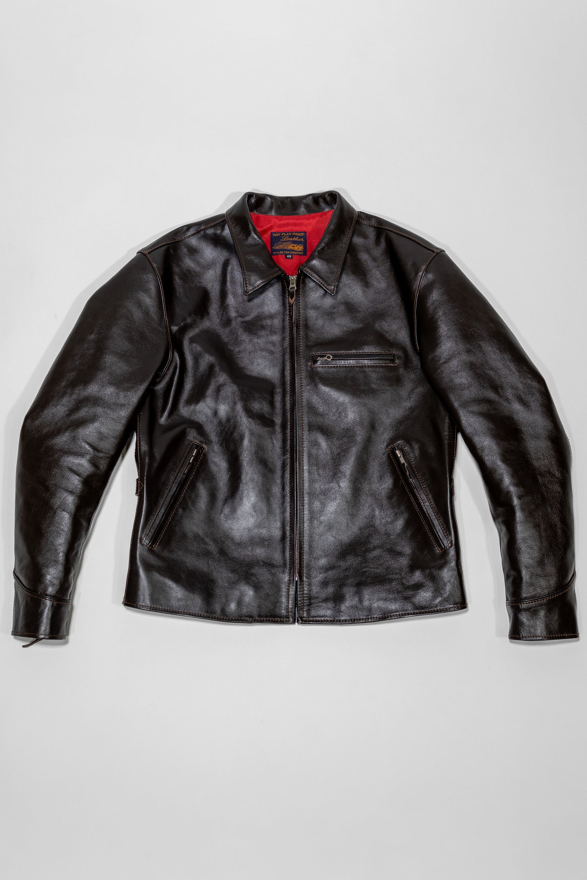 The Flat Head FN-LJ-HS004 Horsehide Quilting Single Riders Jacket - Front