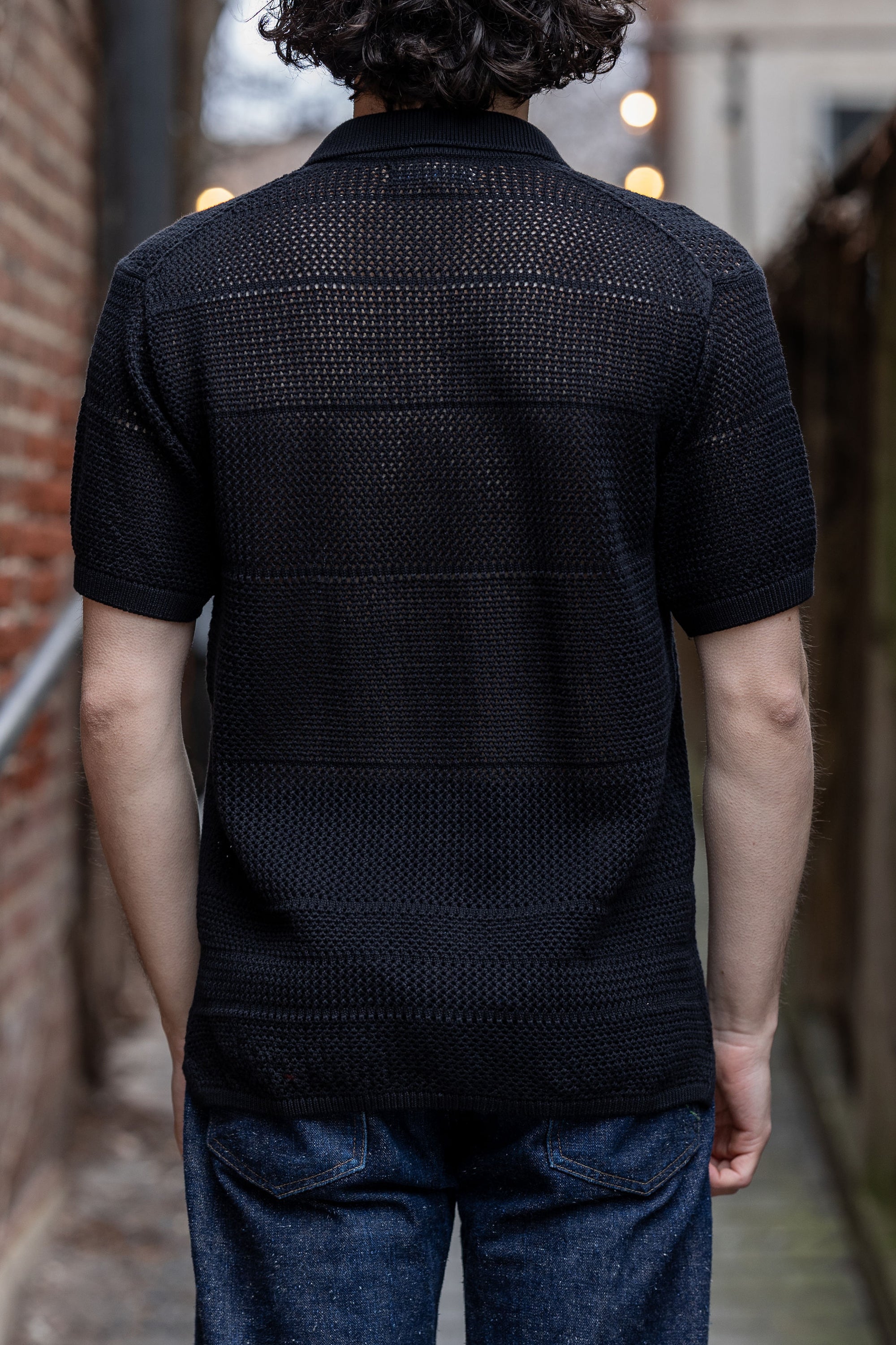 Merz b. Schwanen KNITSHIRT01 Crochet Shirt - Deep Black