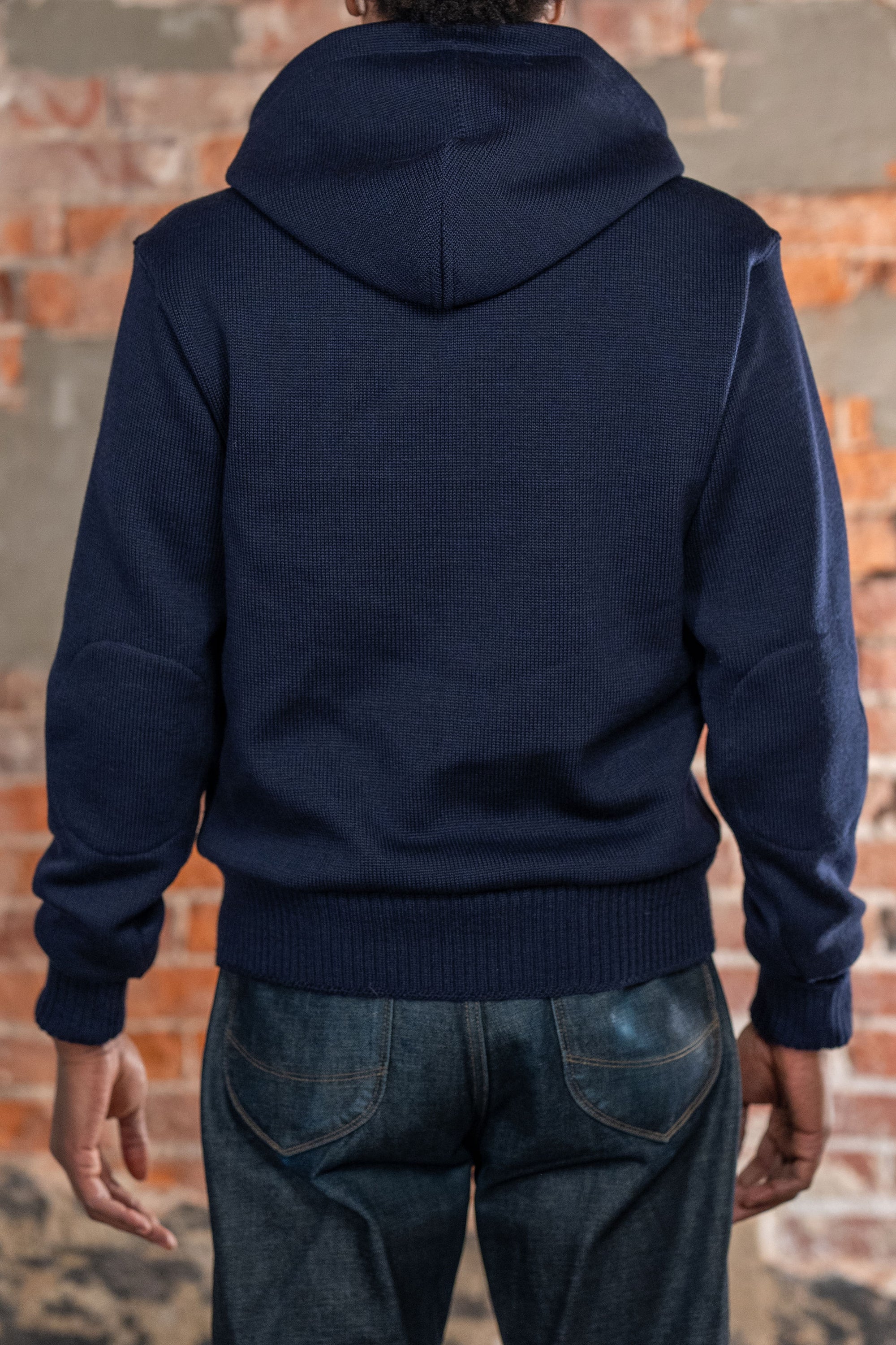Dehen 1920 Full-Throttle Moto Hoodie - Dark Navy. on model back profile