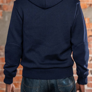 Dehen 1920 Full-Throttle Moto Hoodie - Dark Navy. on model back profile