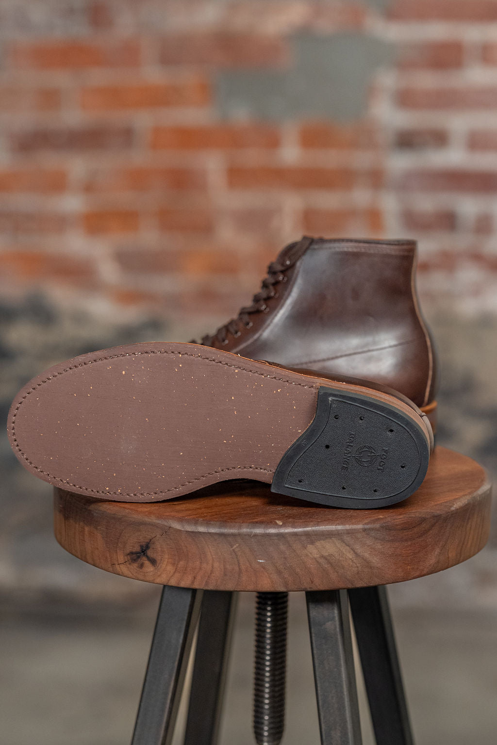 alden mocc toe boots - view of sole 