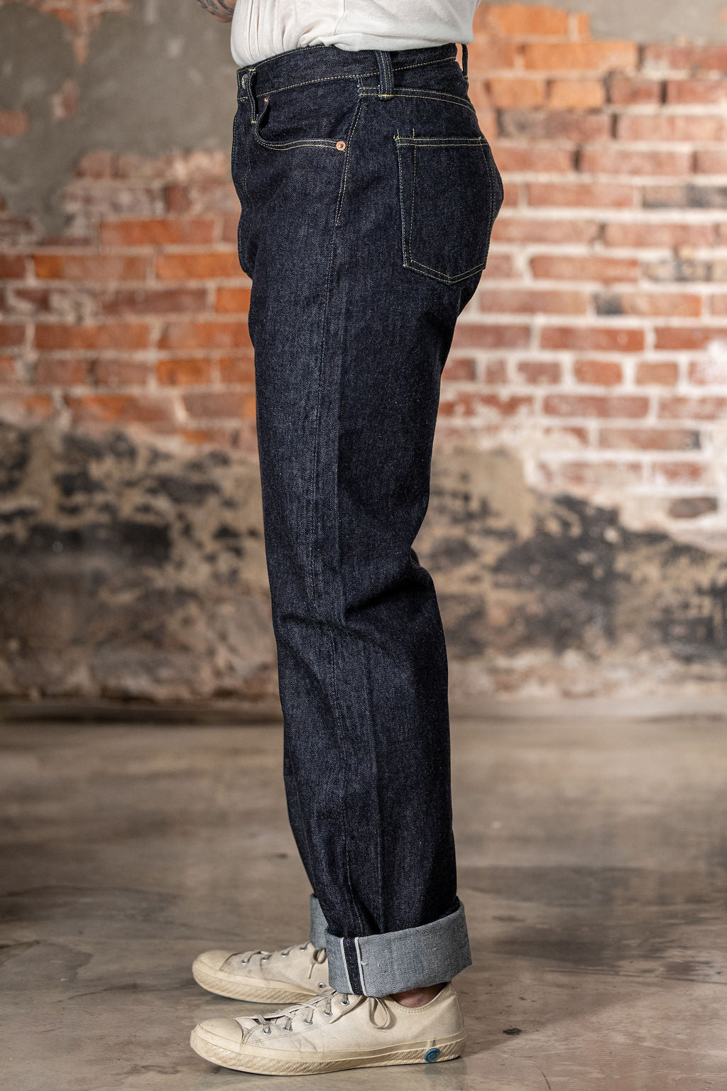 TCB Jeans S40's Jeans - One Wash. on model side profile