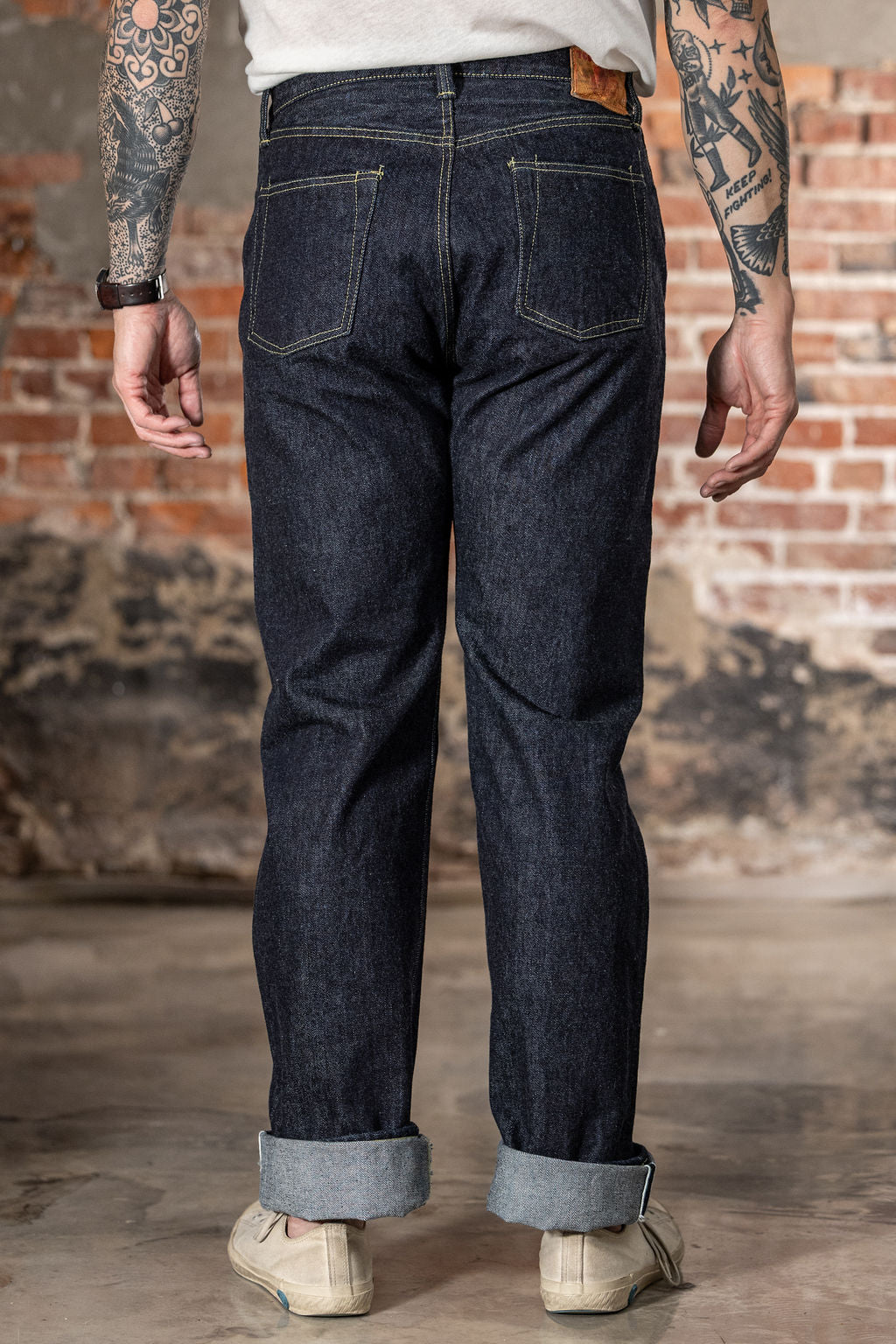 TCB Jeans S40's Jeans - One Wash. on model back profile