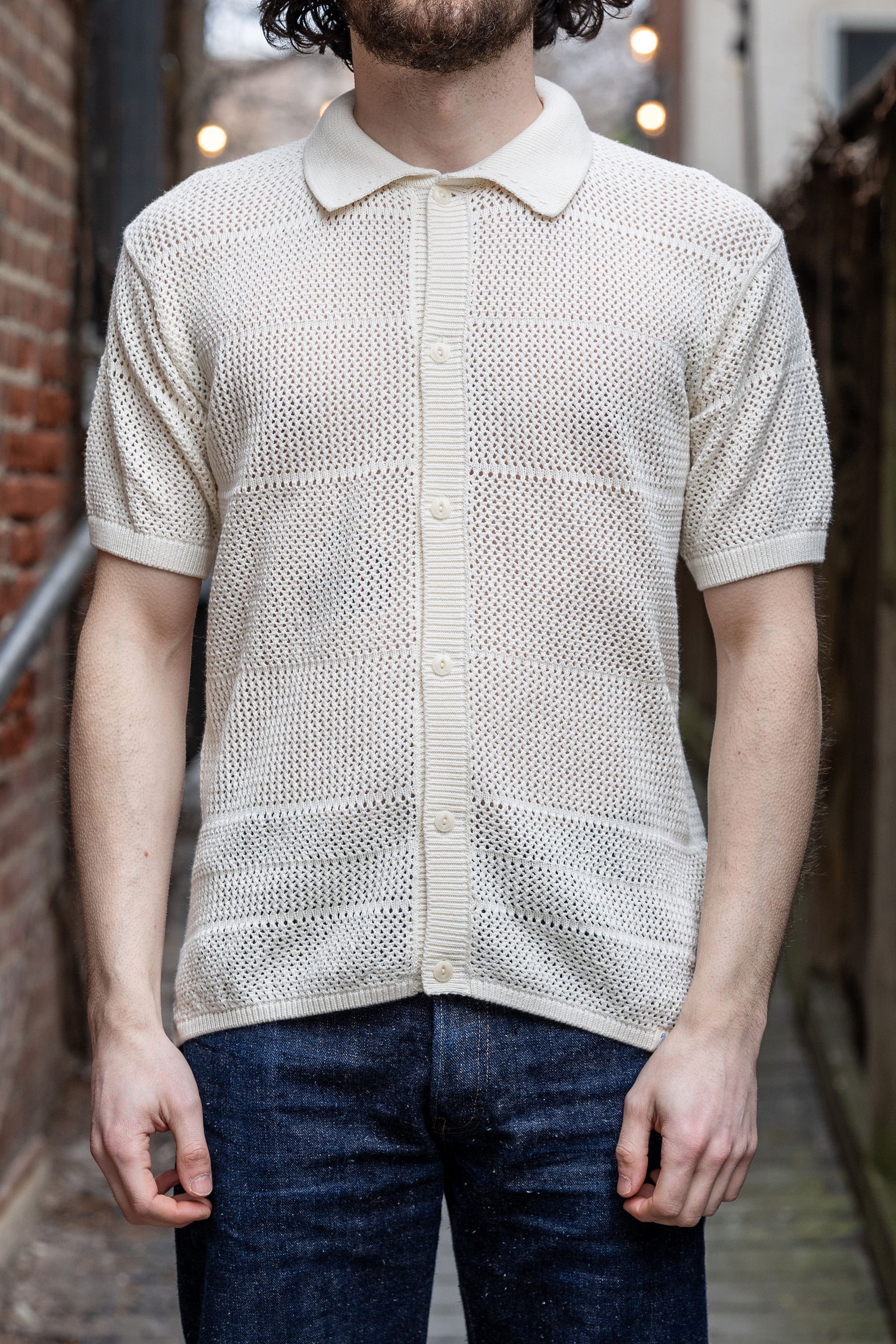 Merz b. Schwanen KNITSHIRT01 Crochet Shirt - Nature