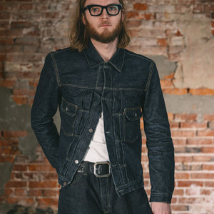 TCB Jeans 50's Type II Jacket - One-Wash. on model unbuttoned