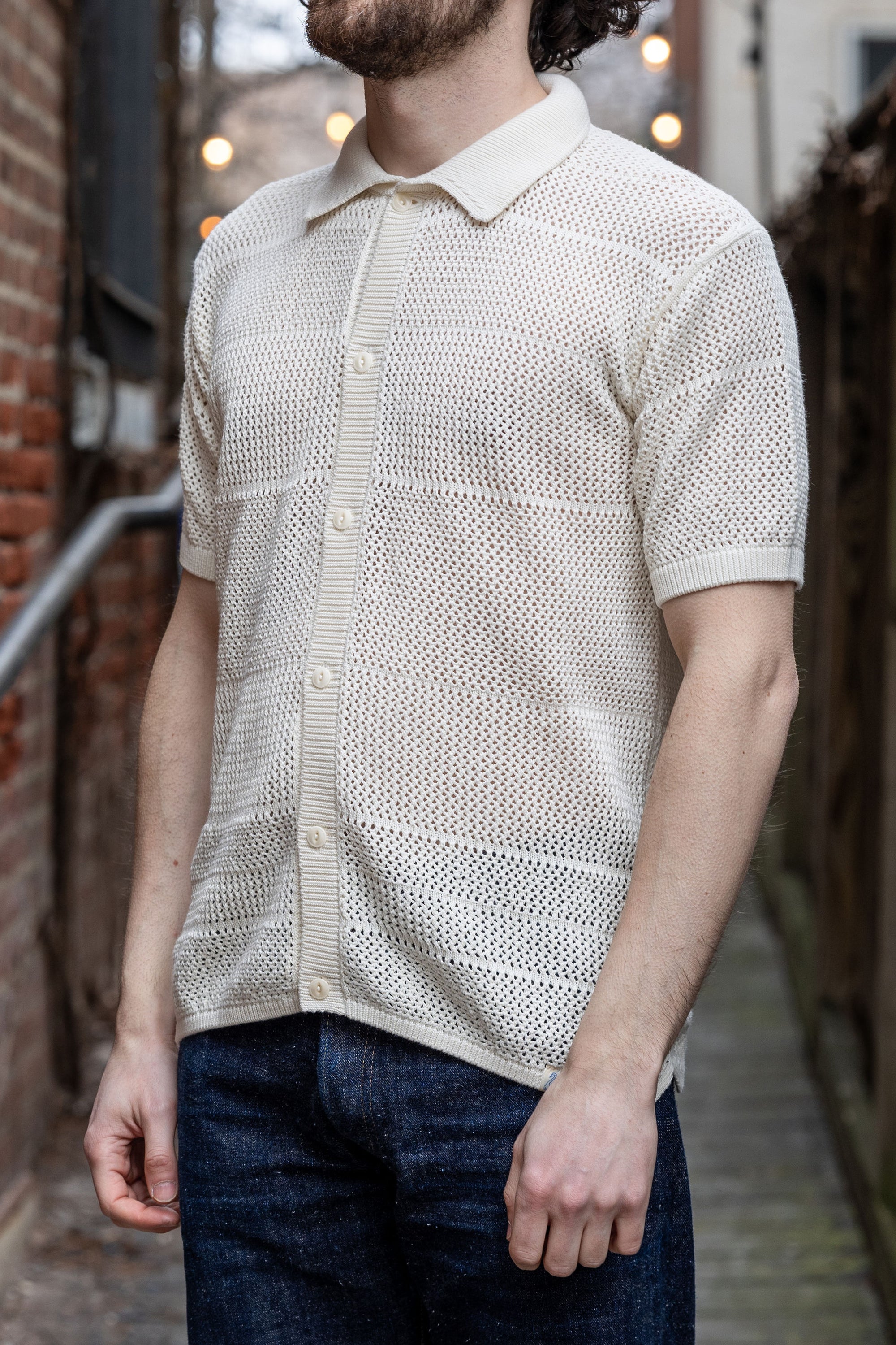Merz b. Schwanen KNITSHIRT01 Crochet Shirt - Nature