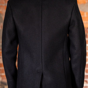 Buzz Rickson's BR12394 William Gibson Collection Black Pea Coat - On model, facing rear
