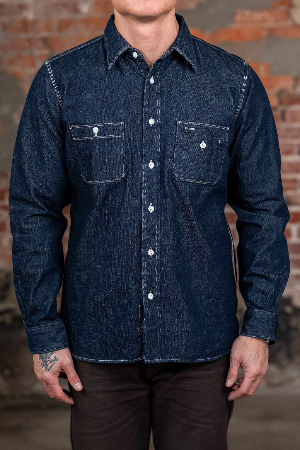 Samurai SJWS-SC02 Samurai Cotton Denim Work Shirt - Model Front