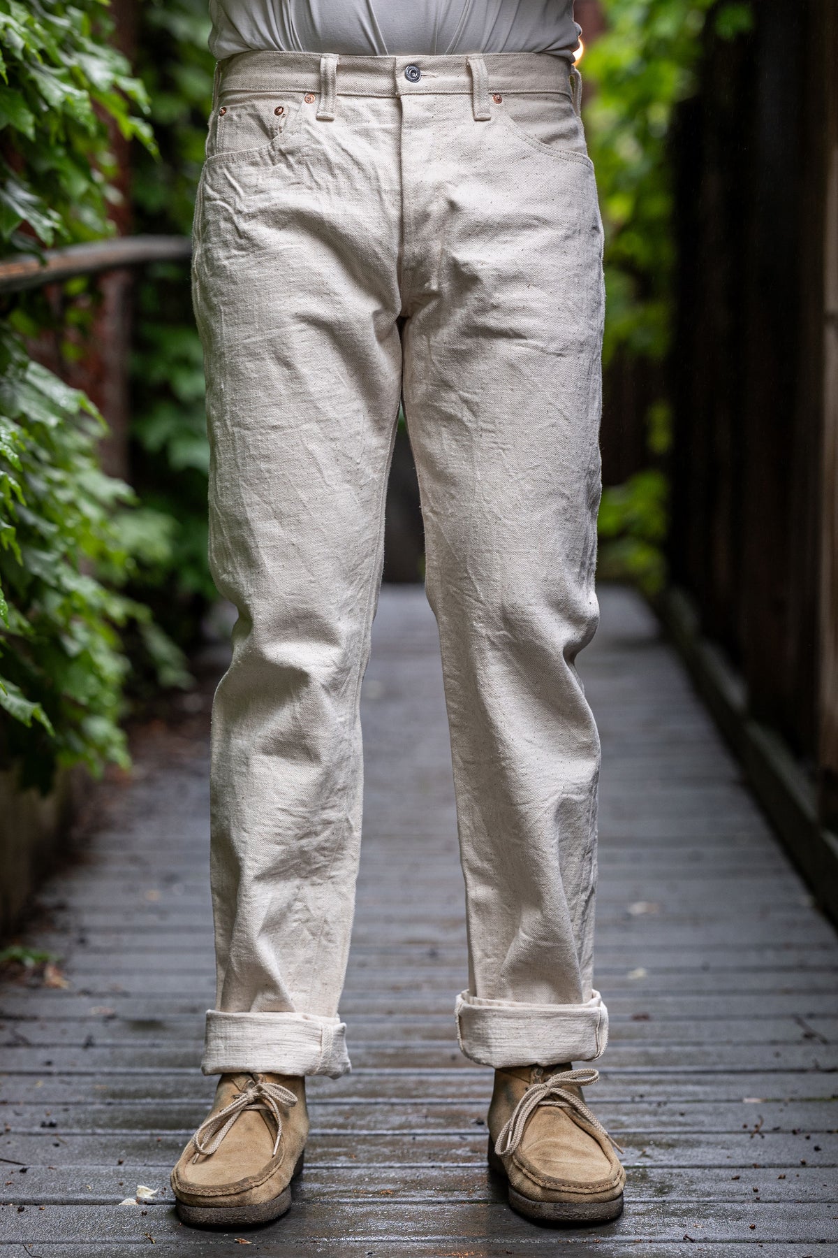 Samurai S710SC-KI Slim Straight - 18oz Japanese Cotton Made Ecru Jeans - Model Front