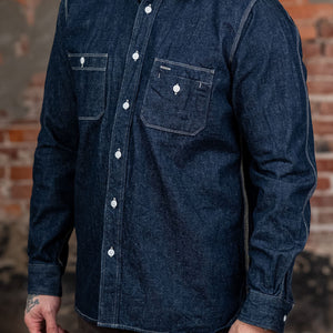 Samurai SJWS-SC02 Samurai Cotton Denim Work Shirt - Model Three Quarters