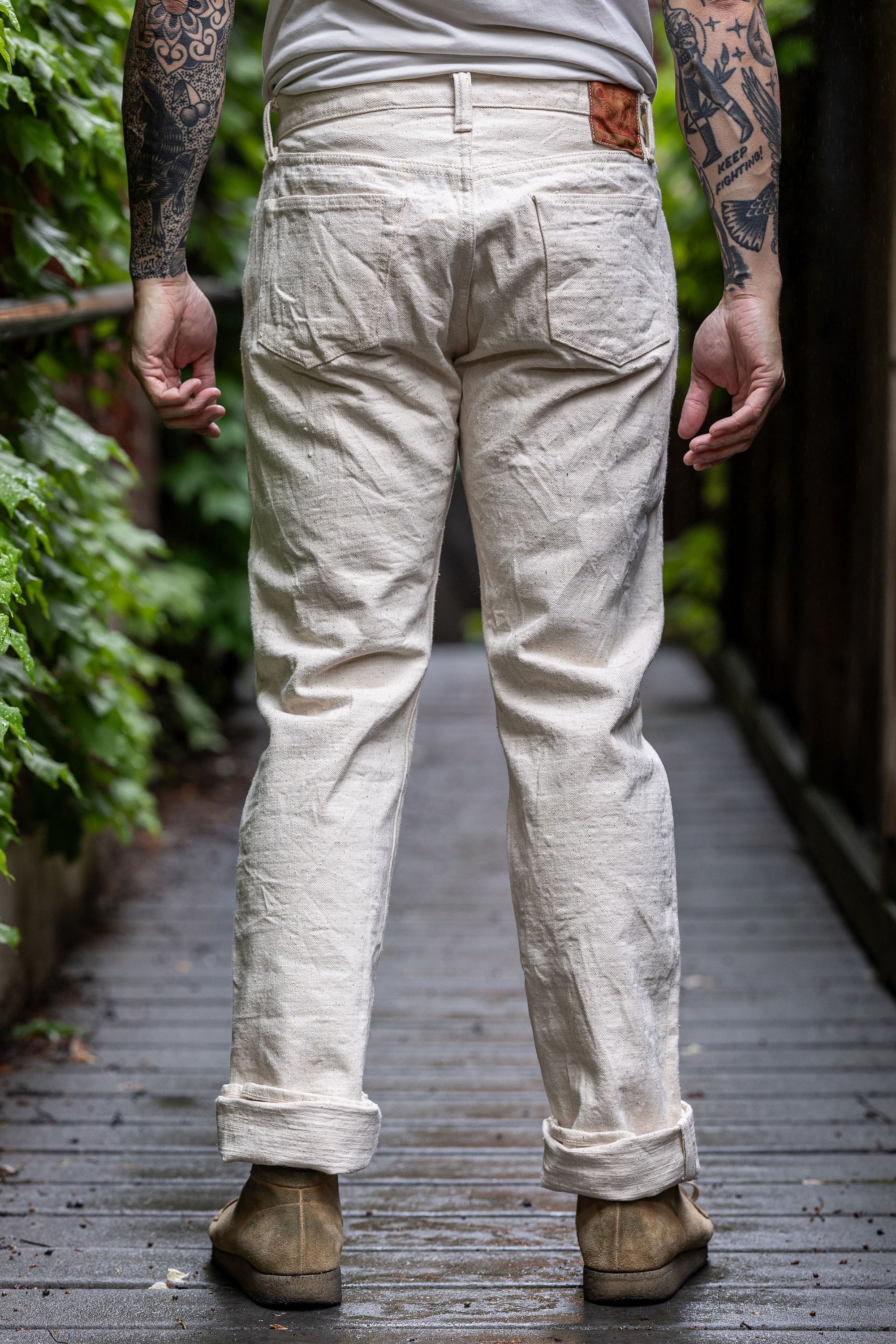 Samurai S710SC-KI Slim Straight - 18oz Japanese Cotton Made Ecru Jeans - Model Back