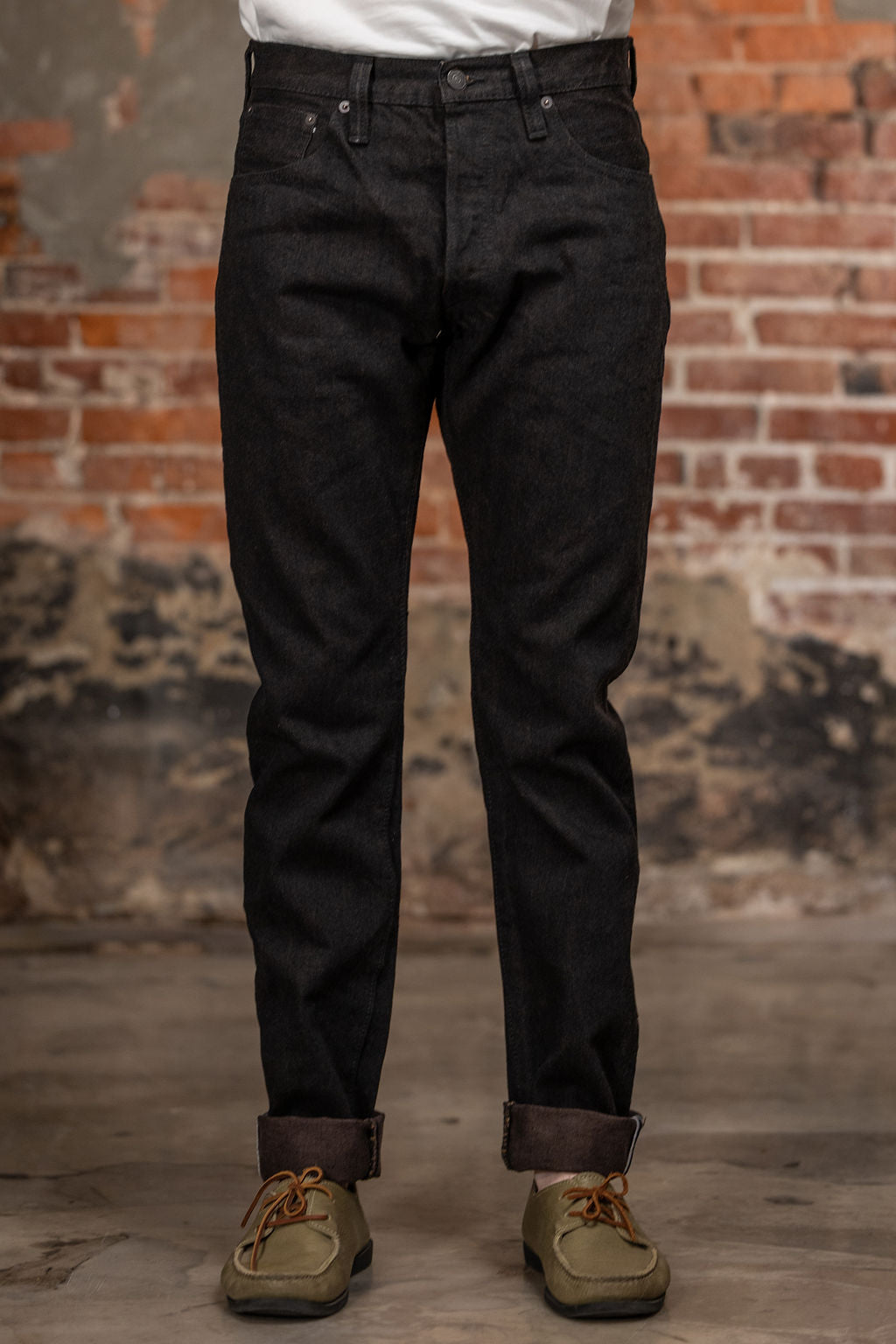 Pure Blue Japan TCD-019-BR Relaxed Tapered - 14oz Teacore Black Denim