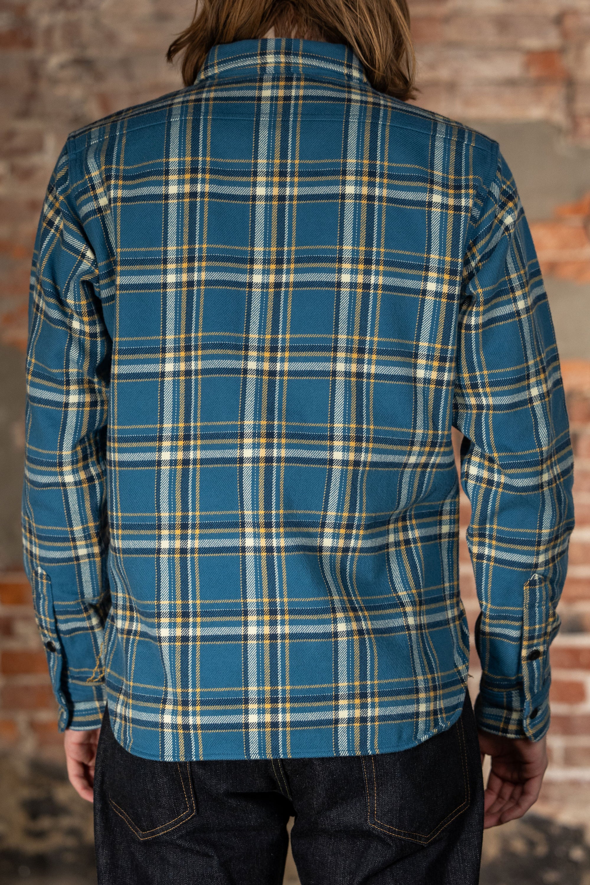 Iron Heart IHSH-435-BLU Ultra Heavy Flannel American Check Work Shirt - Blue