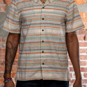 Hansen Garments Caleb Short Sleeve Cabana Shirt - Multicolor - model shot - front facing - brick background
