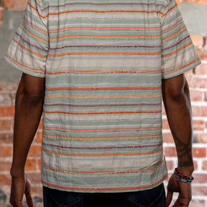 Hansen Garments Caleb Short Sleeve Cabana Shirt - Multicolor - model shot - back facing - brick background