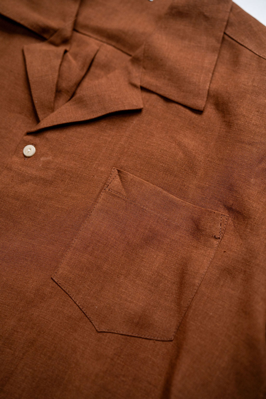 Blluemade Spread Collar Shirt - Leather Belgian Linen