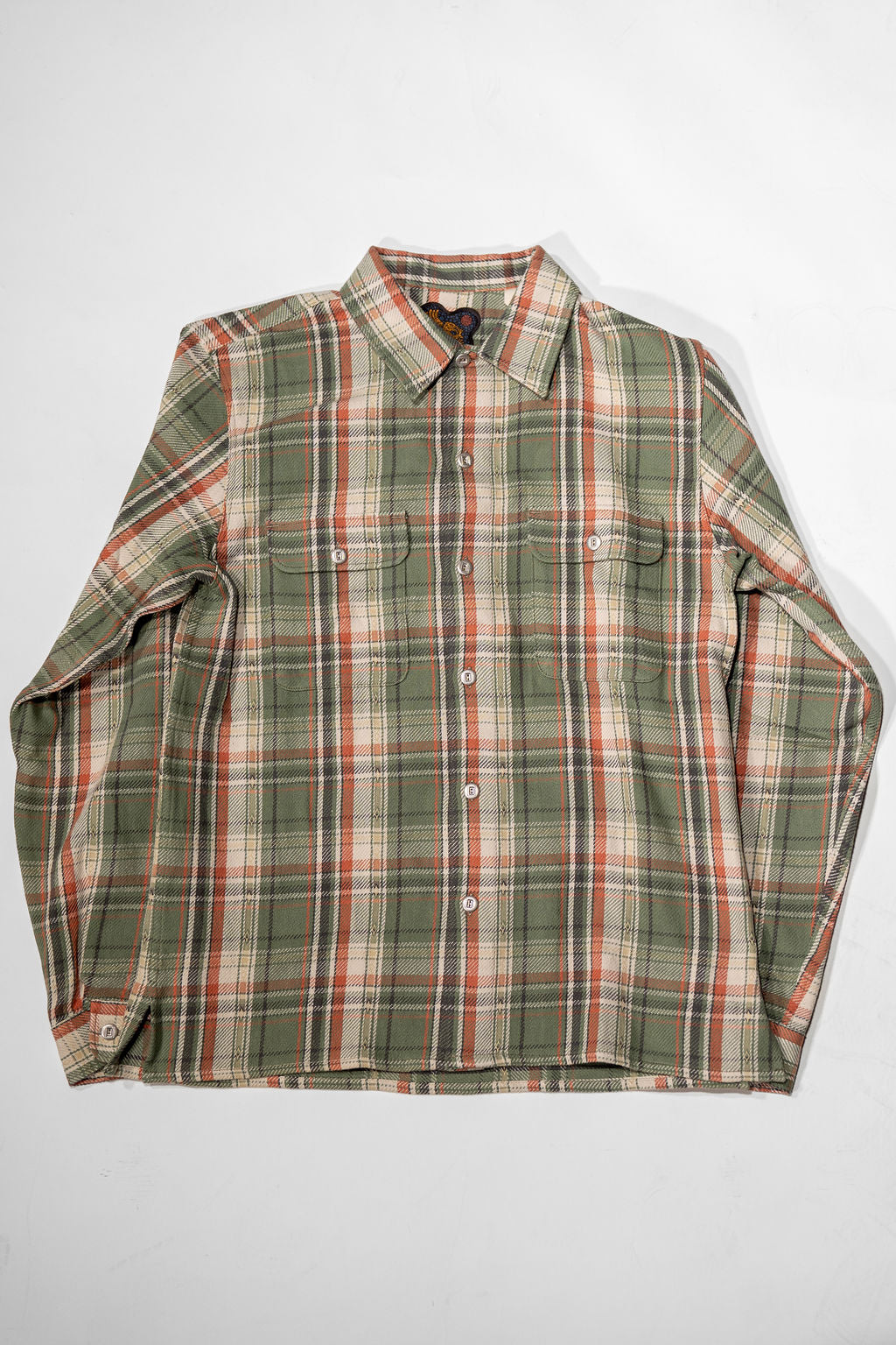 Indigofera Webster - 7.3oz Jacquard Flannel Green/Beige Check - front