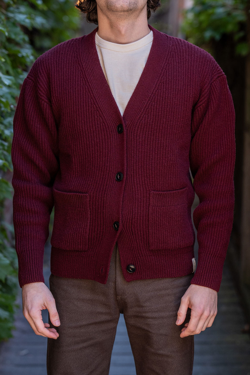 Merz LOCG02 Good Basics Cardigan - Burgundy