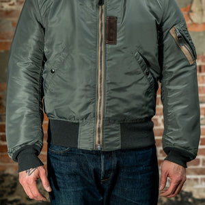 Buzz Rickson's BR14920 Type MA-1 Jacket in Green - On model, facing camera