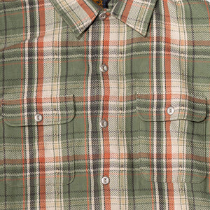 Indigofera Webster - 7.3oz Jacquard Flannel Green/Beige Check - front details