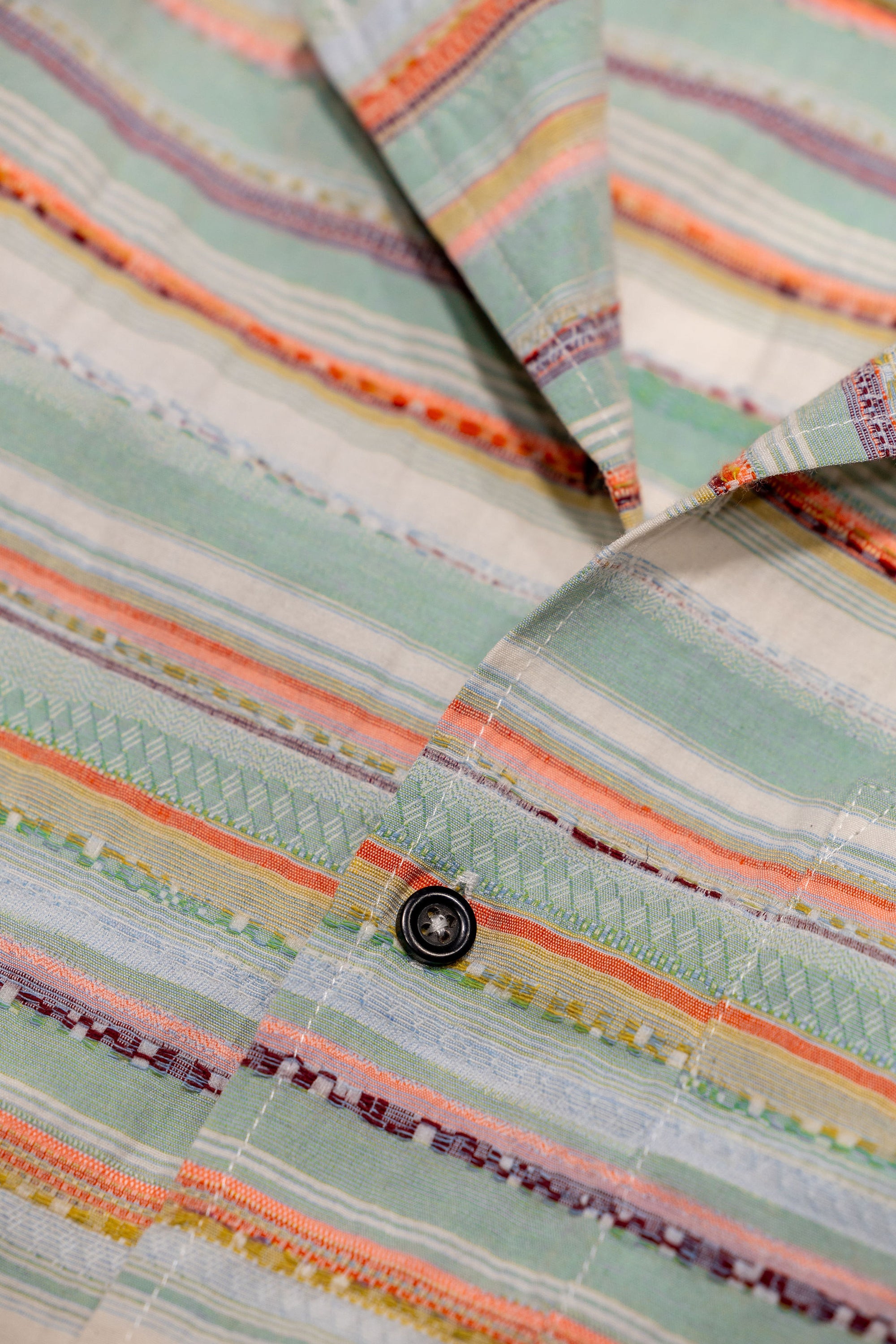 Hansen Garments Caleb Short Sleeve Cabana Shirt - Multicolor - product shot - front facing - close up of collar, buttons, and shirt