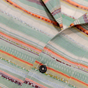 Hansen Garments Caleb Short Sleeve Cabana Shirt - Multicolor - product shot - front facing - close up of collar, buttons, and shirt