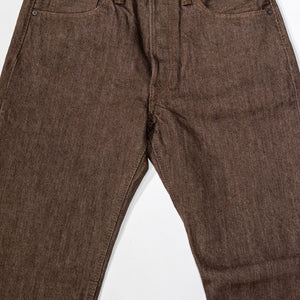 Pure Blue Japan BR-14oz-003 Regular Straight - 14oz Brown x White. laid on back