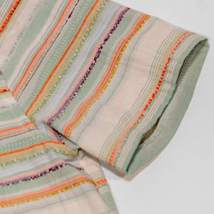 Hansen Garments Caleb Short Sleeve Cabana Shirt - Multicolor - product shot - front facing - white backdrop - close up of sleeve