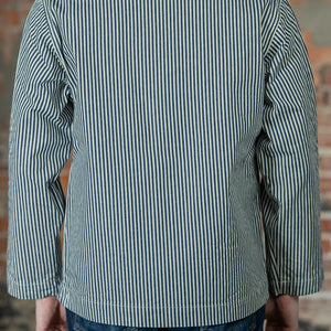 Buzz Rickson's BR15303 US Navy WWⅡ striped Utility Hickory Jacket - On model, facing rear
